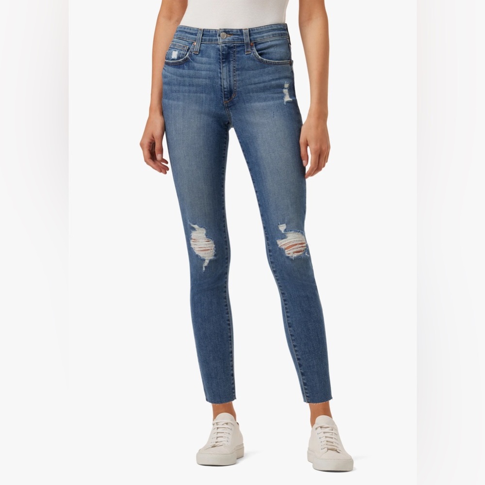 Joe's Jeans Women's High Rise Skinny Ankle Jeans Distressed Denim Blue Size 27